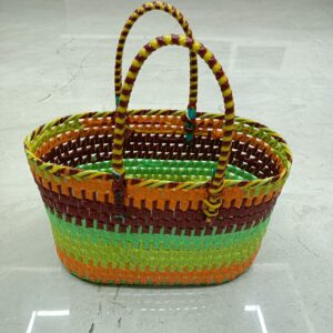 Orange, Green and Brown Stripes Basket